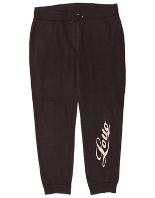 LOTTO Womens Graphic Tracksuit Trousers Joggers UK 12 Medium  Black Cotton UT26