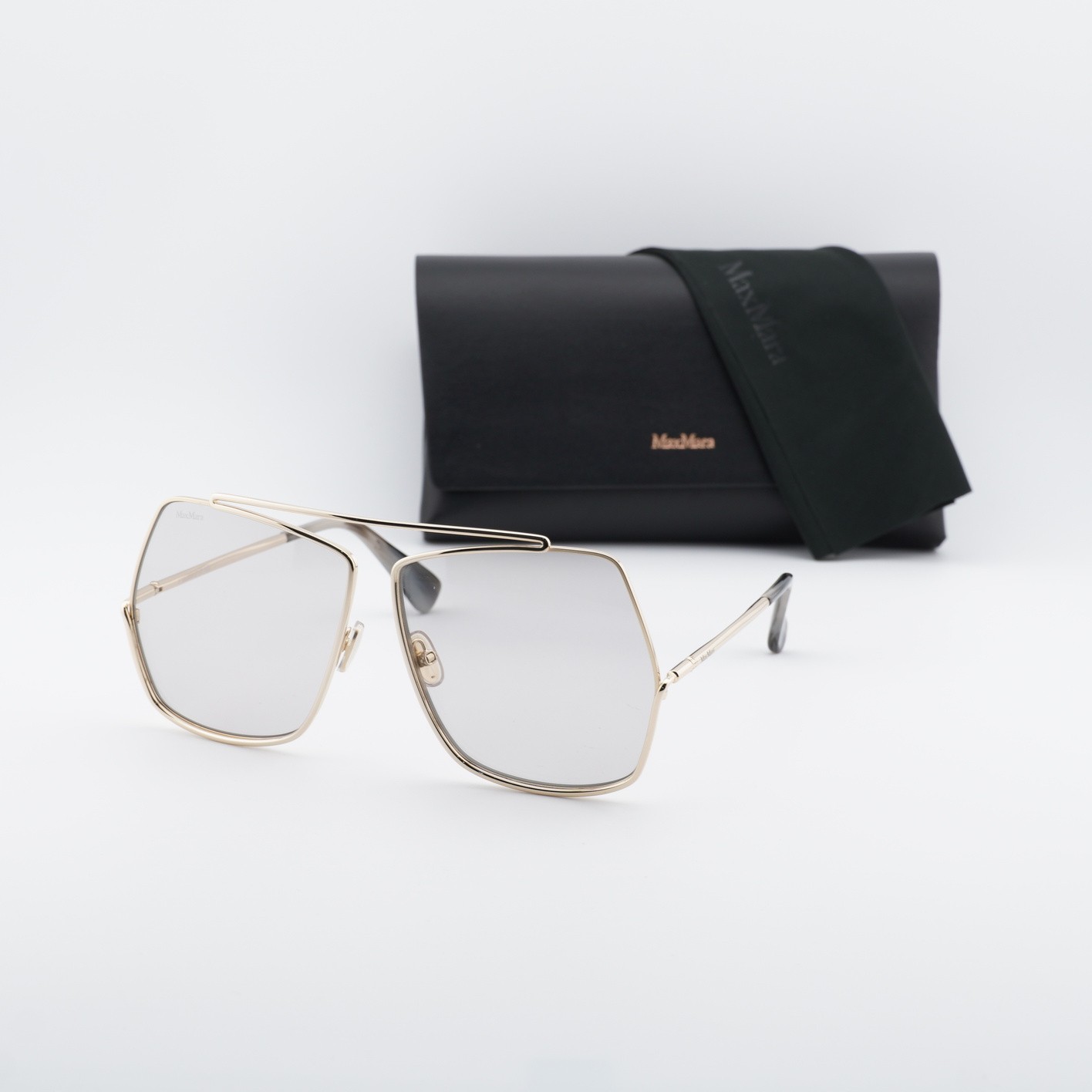 Max Mara MM0006 32A Gold/Smoke 64-12-135 Sunglasses New Authentic