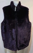 Guess Purple Reversible Vest Faux Fur W/pockets Outerwear. Large