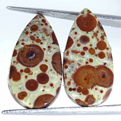 15,20 Ct Natürlicher Asteroid Jasper Paar Birnen Cabochon Lose Edelstein