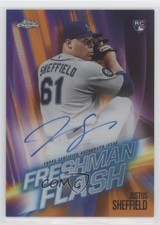 2019 Chrome Freshman Flash Orange Refractor 13/25 Justus Sheffield Auto 0c6