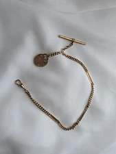 Victorian Ladies Pocket Watch Chain "Ornate Lock" Fob & T Bar