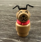 Vintage Fisher Price Little People Rare HTF Wood Dog Tan Brown Crack in Collar!!