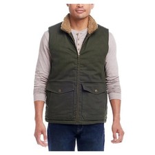 WP Weatherproof Men's Workwear Quilted Lined Sherpa Neck Vest Olive Green SMALL
