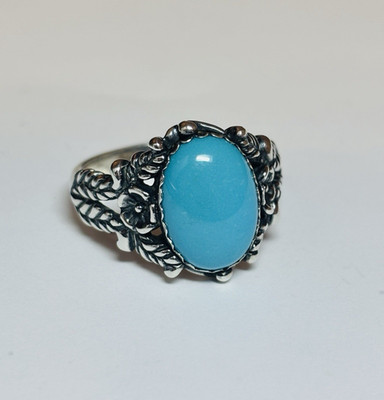Carolyn Pollack Sterling 925 Silver Turquoise Flower Accent Ring Size 10 - .22