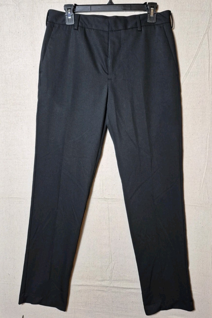 Van Heusen Mens FLEX Straight Fit Flat Front Pant 30x32 Black