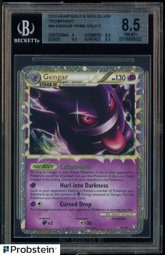 2010 Pokemon Triumphant Heartgold & Soulsilver #94 Gengar Prime Holo BGS 8.5