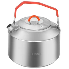 REDCAMP 1.6L Outdoor Camping Kettle Lightweight Stainless Steel Water Pot wit...