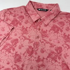 Travis Mathew Polo Shirt Mens 2XL Pink Floral Golf Cotton Blend Short Sleeve