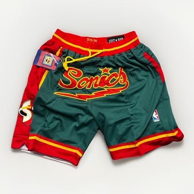 RETRO SEATTLE SUPERSONICS NBA Stitched Lettering Basketball Shorts BRAND NEW NWT