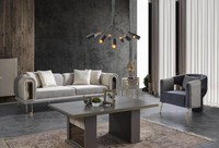 Couchgarnitur Dreisitzer Hochwertig Sessel Blau Couch Polstersofa Stoffsofa