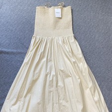 Forever 21 Size M Taupe Smocked MIDI Dress Cotton 