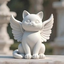 Angel Wing Cat Figurine Pet Memorial Resin Statue Home Garden Desk Decor Gift