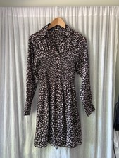 Michael Kors Black Dress with Pink Floral Print - Long Sleeve Womens S