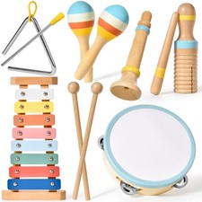 Kids Musical Instruments,Montessori Wooden Toys for Baby 13 Years Old,6 In 1 ...