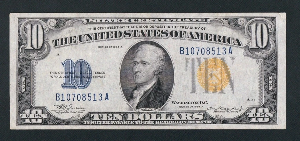 GORGEOUS RARE B-A BLOCK 1934A $10 NORTH AFRICA NOTE!!  NO PINHOLES OR TEARS  - Image 2 of 3