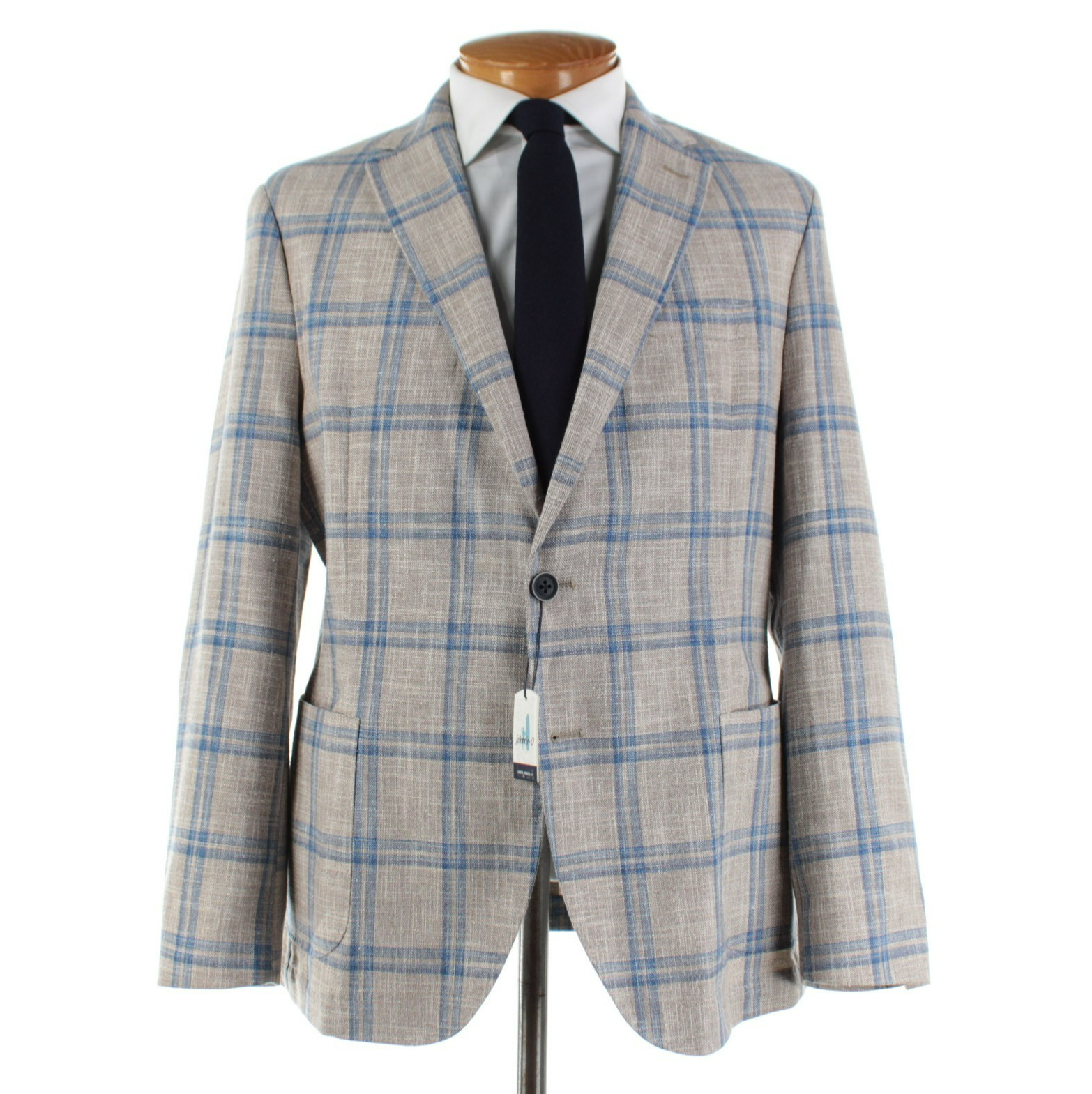 Johnnie-O NWT Wool Blend Sport Coat Size 42R US Nowell In Tan w/ Blue Plaid