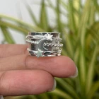 925 Sterling Silver Moon & Stars Spinner Ring: Celestial Fidget Jewelry All Size