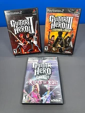 PS2 PLAYSTATION 2 GUITAR HERO II 2 + III 3 LEGENDS ROCK + ROCKS THE 80's 80s LOT