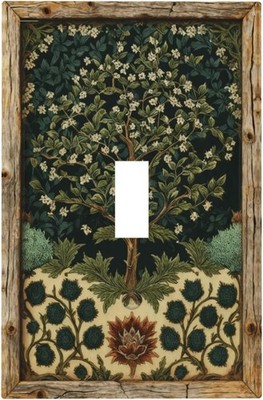 Decorative Art Style Light Switch Cover Tree of Life Pattern Single Toggle Wall