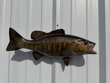 20" Smallmouth Bass Two Sided Fish Mount Replica Brown- Quick Production