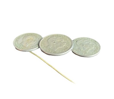 Vintage Luxembourg 3 Coin (all Dated 1901) Handmade Brooch