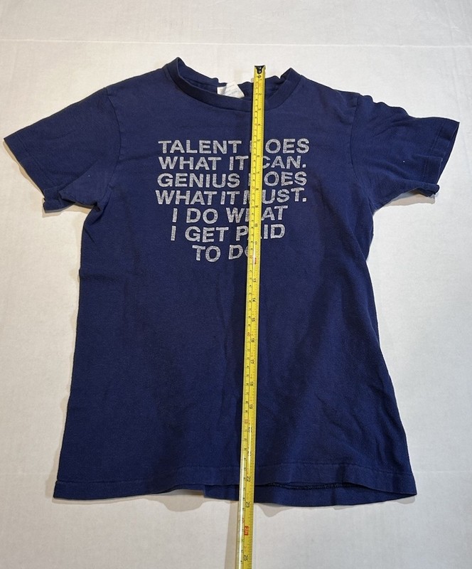 Vintage 80s Hanes Blue Graphic Quote T-Shirt S (34-36) 100% Cotton Crew 
