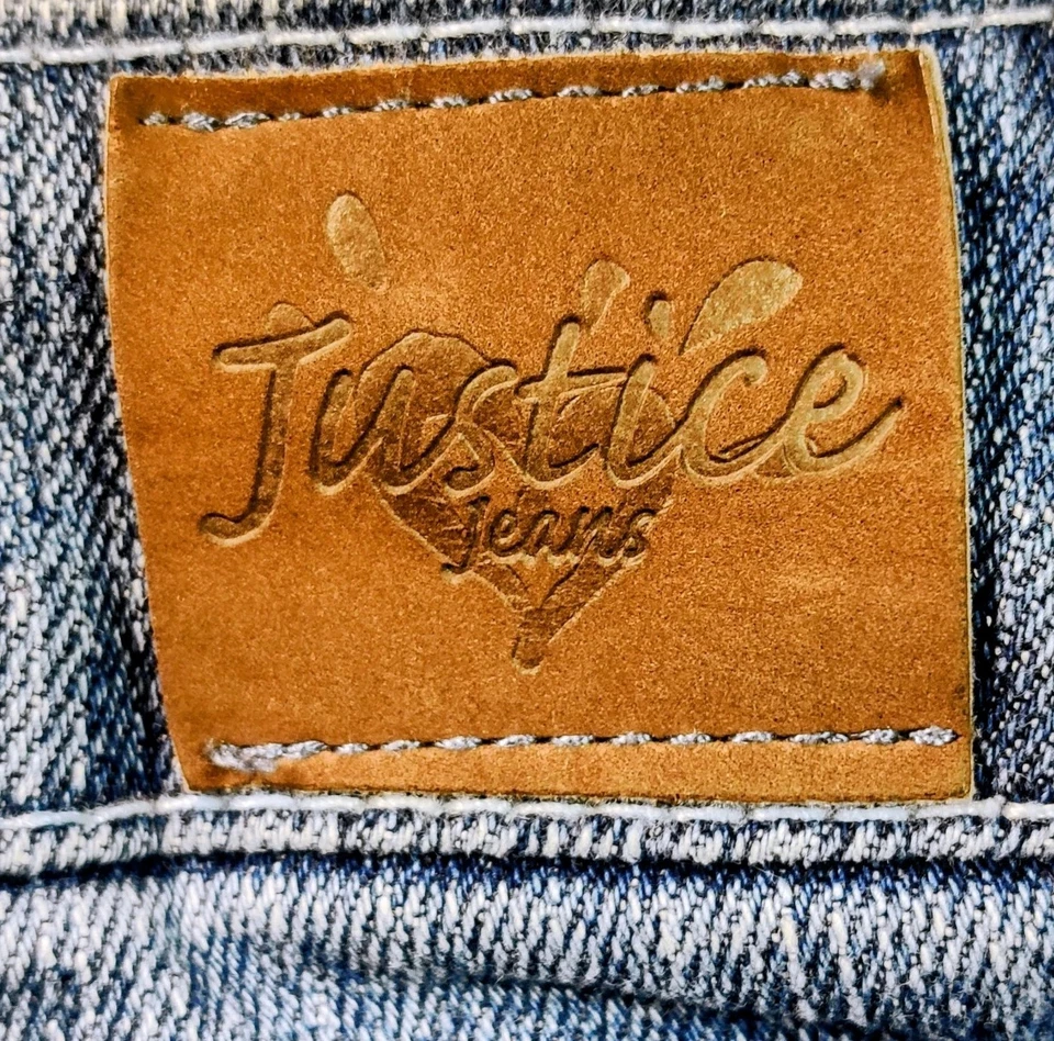 Minifalda de mezclilla Justice Girls talla 8R azul estrás bolsillos con tachuelas Foto 3 de 4