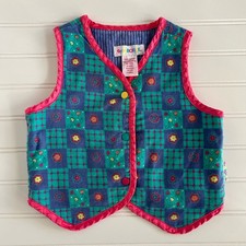 Vintage 90s Gymboree Rainbow Tag Baby Reversible Floral Corduroy Vest 9-12 Month