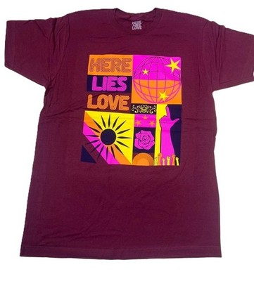 HERE LIES LOVE The Musical DAVID BYRNE BROADWAY  Unisex Collage Tee T-Shirt NEW!