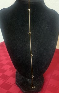 Vintage 14K Thin Dainty Yellow Gold Heart By Yard Ankle Bracelet 10” Anklet 2g