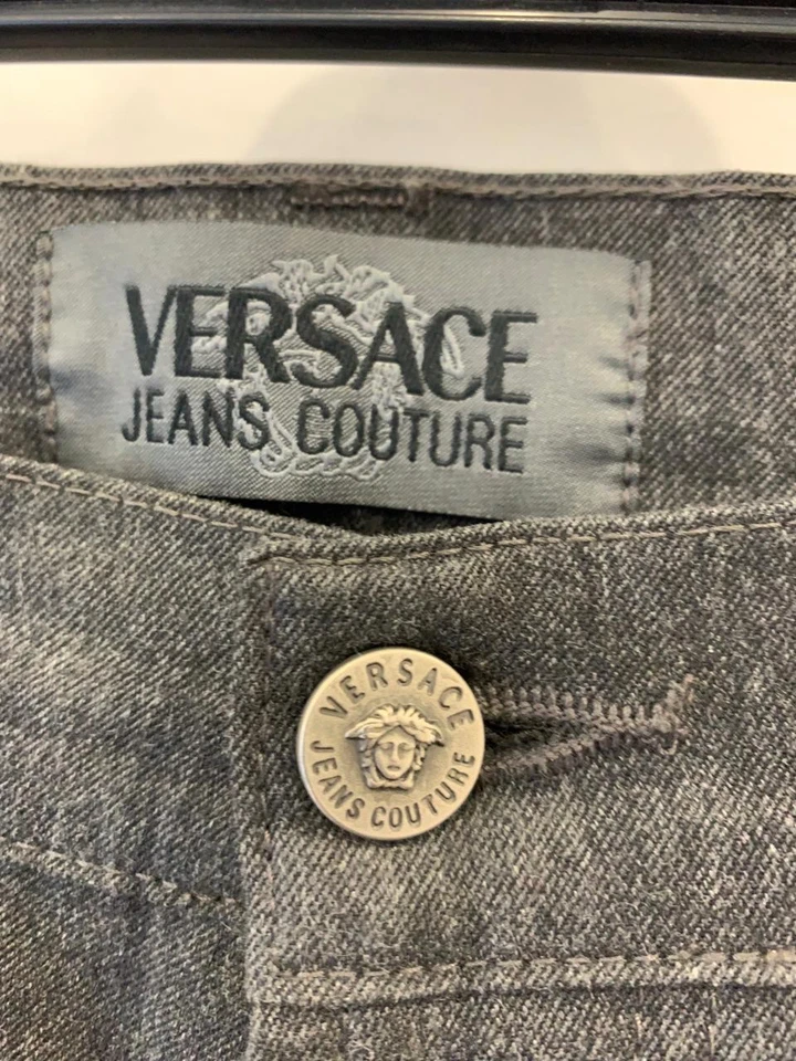 Versace Jeans Couture Para Hombre Pantalones de mezclilla Gris Logo Medusa Parche Talla 33x30 #P5 Foto 3 de 4