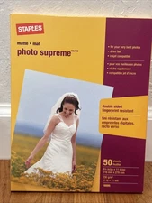 NEW Sealed Staples Photo Supreme Paper, 8 1/2" x 11" Double Sided Matte 50 Sheet