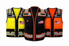 USA FLAG HIGH VISIBILITY Surveyor Two Tones Safety Vest Mesh front  back