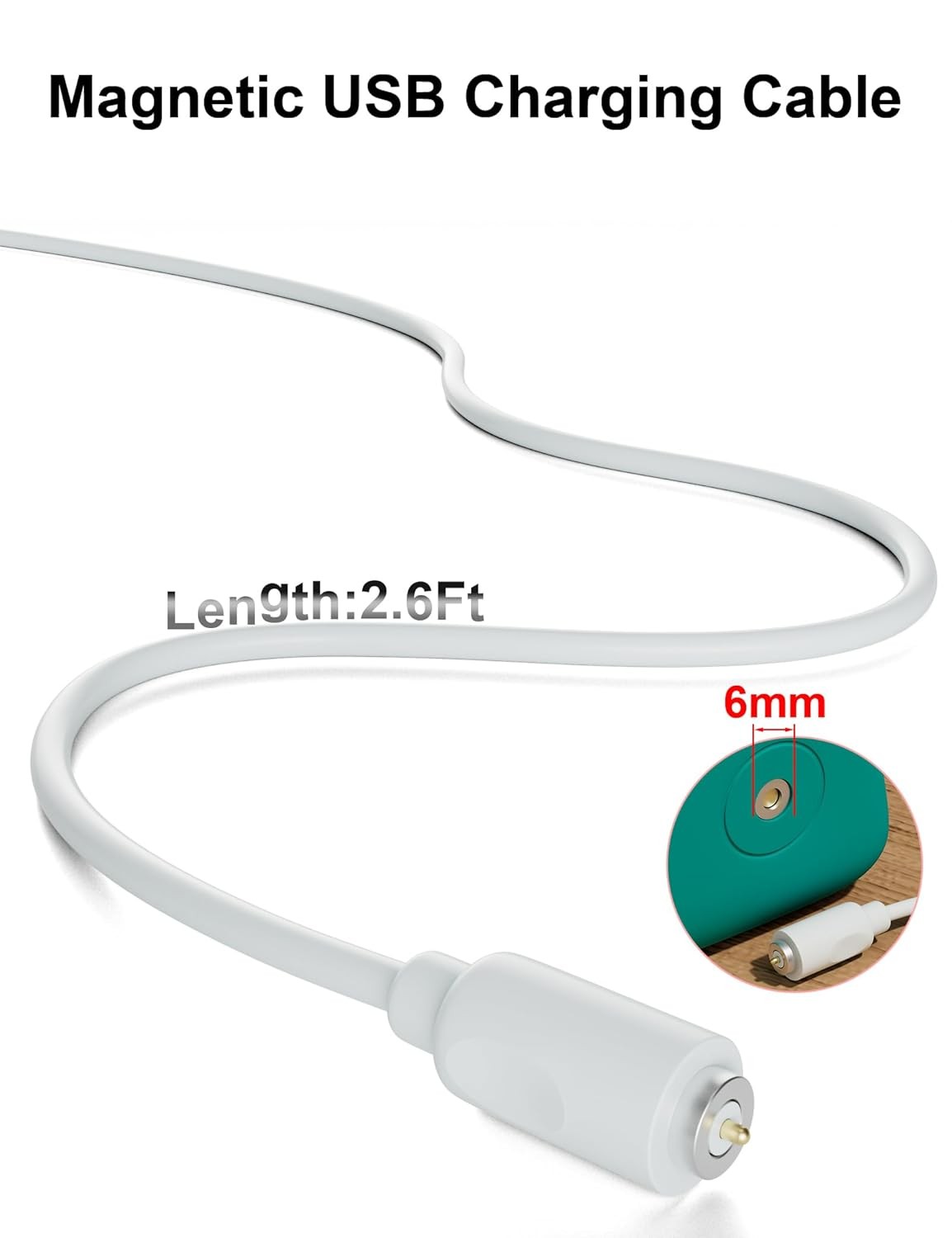 Bicmice Magnetic USB Charger Cable Replacement DC Charging Cord(2.6Ft/0.8M) 