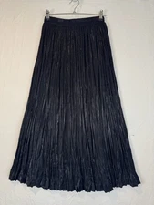 Vtg River Ridge Trading Maxi Broomstick Skirt Boho Cottagecore Black Medium