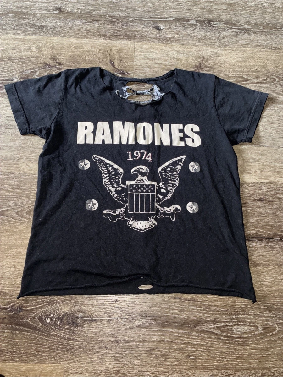 T-Shirt Donna Ramones – Verde – Taglia L – 100% Cotone – Band Gabba Foil