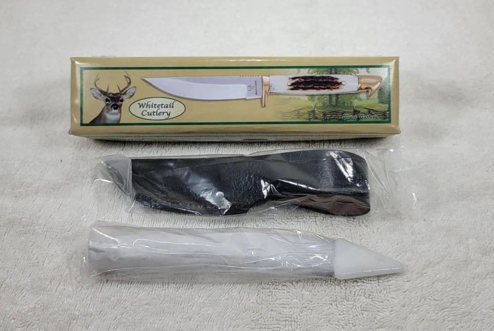 Cubiertos cola blanca WT-179 mango de ciervo alemán acero inoxidable hoja de transporte diario Foto 2 de 4