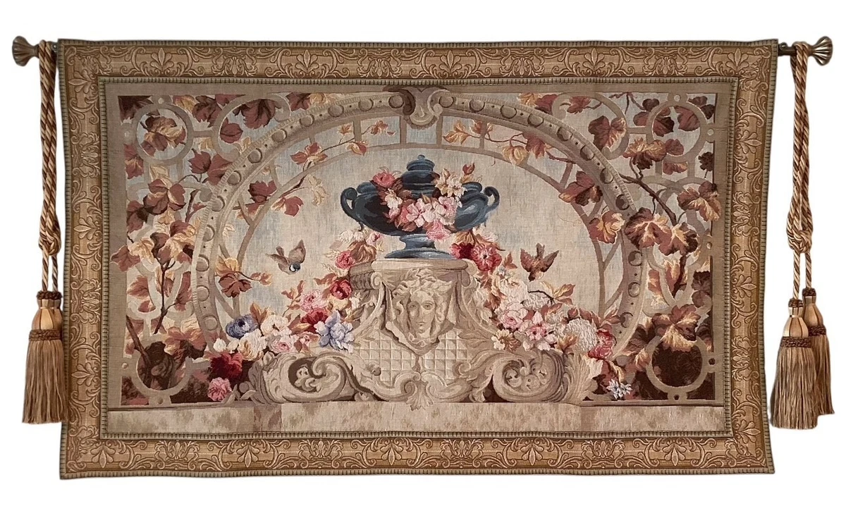Vintage Tapisserie Goblys Made in France Jarre de Fleurs Tapestry 26 X 36