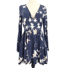 Urban Outfitters Little White Lies Jessian Star Print Mini Dress Bell Sleeve 