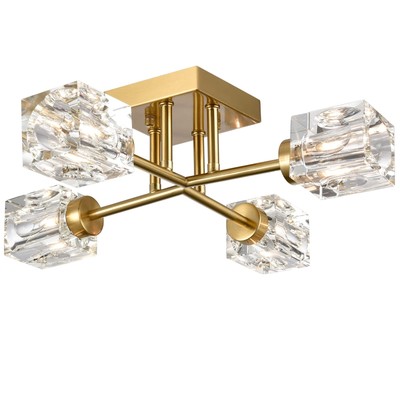 Gold Sputnik Ceiling Light Chandeliers Modern Ceiling Light Fixture 4-Light C...