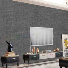 Charcoal Grey Wallpaper Linen Effect Hessian Smooth for Lounge Study Dining 1-6X