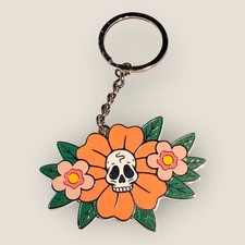Flower Skull Keychain Keyring Halloween