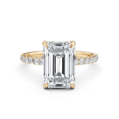 CVD Lab Created Emerald Diamond Engagement Ring IGI G-VVS2 Yellow Gold 2.49Ctw