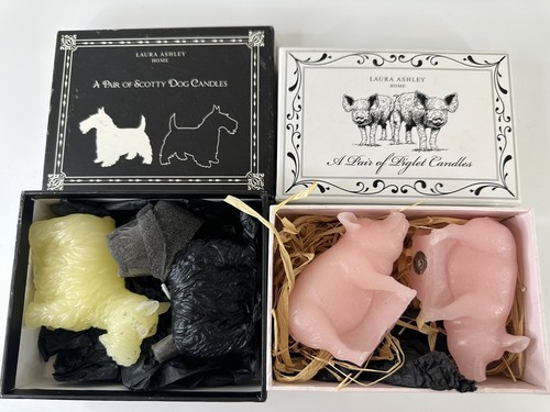 Laura Ashley Home Two Pairs Of Animal Shaped Candles Scotty Dogs Pigs Boxed - Picture 2 of 12