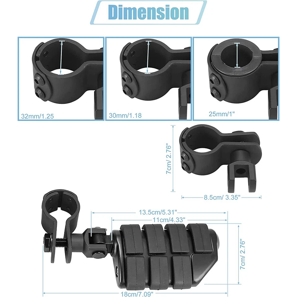 Clavijas de pie de carretera de 1-1/4" para motocicleta + abrazaderas para Honda GoldWing GL1800 1500 1200 Foto 2 de 4