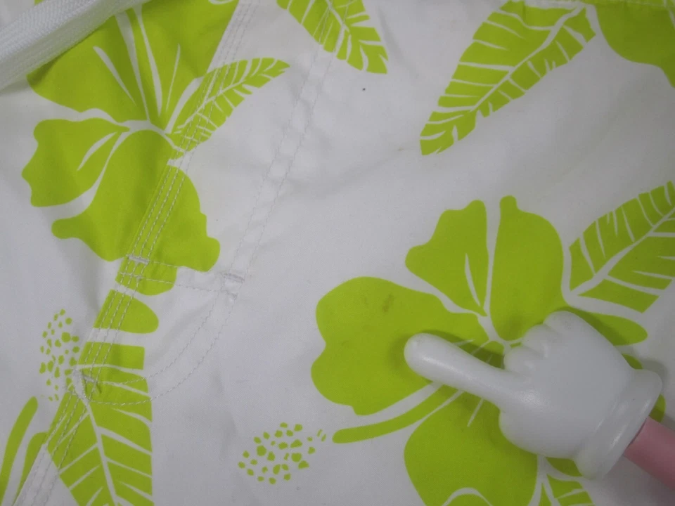 Pantalones Cortos OP Adulto 3XL Verde Blanco Floral Bañador Traje de Baño Bolsillos de Carga Foto 4 de 4