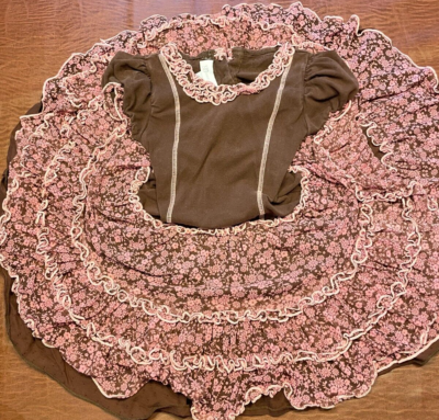 Girl's Bonnie Jean Full Skirted Brown & Orange Dress 6 | eBay
