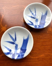 Vintage Porcelain Dish Plate 2set bamboo beautiful refreshing design handmade