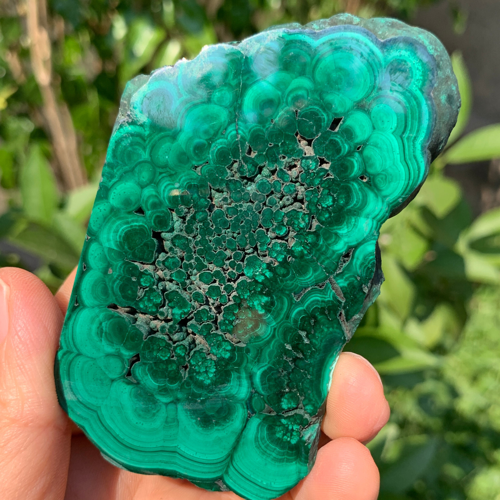 100g  Natural malachite slice quartz crystal luster mineral specimen